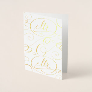 Elegant Calligraphy Mr. and Mr. Gay Men Wedding Foil Card