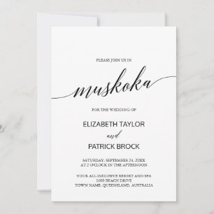Elegant Calligraphy Muskoka Destination Wedding Invitation
