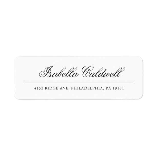 Elegant Calligraphy Name Business Return Address (Front)
