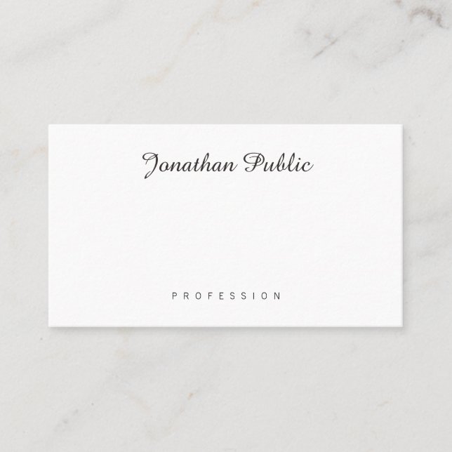 Elegant Calligraphy Name Script Simple Design Chic Business Card (Front)