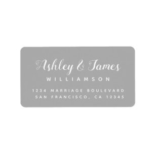 Elegant Calligraphy Names Grey Return Address Label