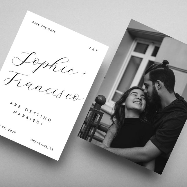 Elegant Calligraphy Names Minimalist Chic Wedding Save The Date (Creator Uploaded)