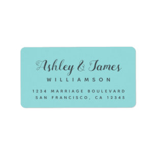 Elegant Calligraphy Names Turquoise Return Address Label