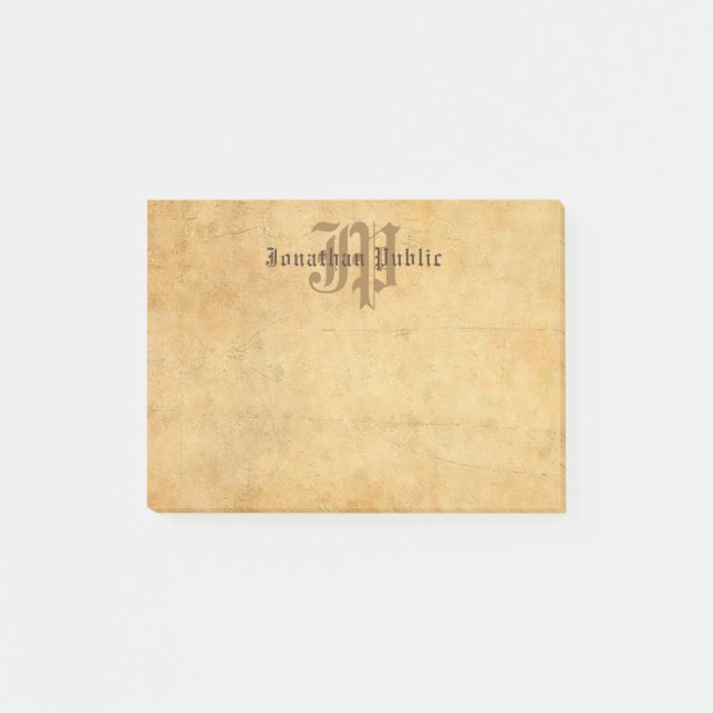 Elegant Calligraphy Nostalgic Monogram Template Post-it Notes (Front)