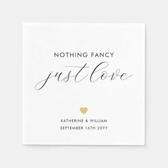 Elegant Calligraphy Nothing Fancy Just Love  Napkin (Front)