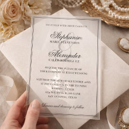 Elegant Calligraphy Old Money Aesthetic Wedding Acrylic Invitations
