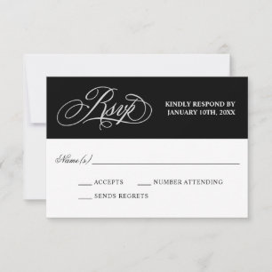 Elegant Calligraphy on Black Wedding RSVP