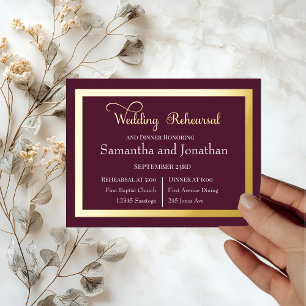 Elegant Calligraphy on Dark Purple Rehearsal Card