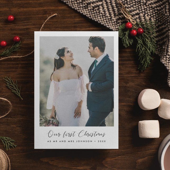Elegant calligraphy Our first Christmas photo card (Creator Uploaded)