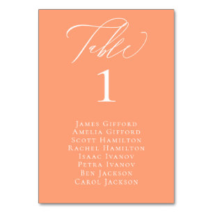 Elegant Calligraphy Peach Seating Table Card