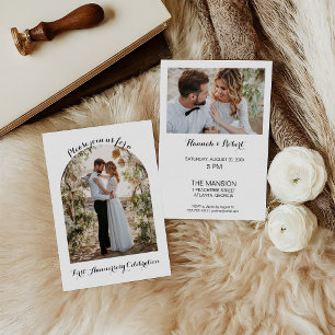 Elegant, Calligraphy Photo Arch 1st Anniversary  Invitation