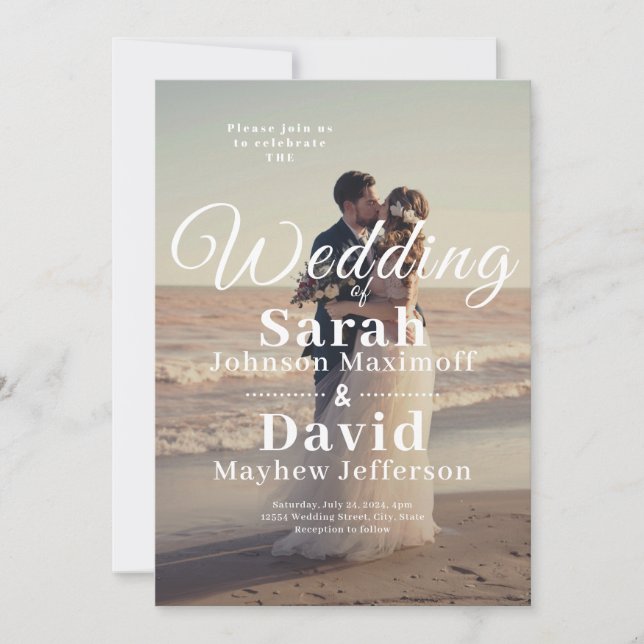Elegant Calligraphy Photo Background Wedding Invitation (Front)