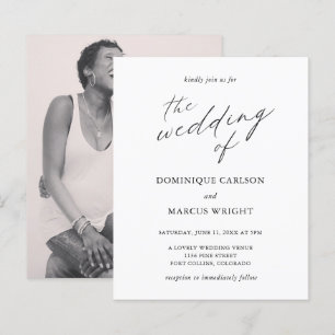 Elegant Calligraphy Photo Budget Wedding Invite