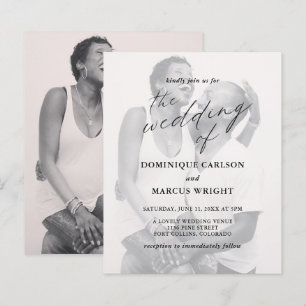 Elegant Calligraphy Photo Budget Wedding Invite
