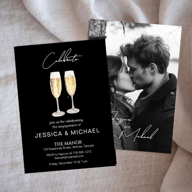 Elegant Calligraphy Photo Champagne Engagement (Creator Uploaded)