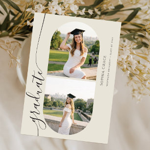 Elegant Calligraphy Photo Graduation Announcement Postcard