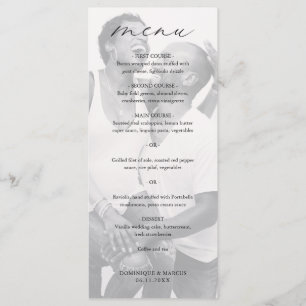 Elegant Calligraphy Photo Modern Wedding Menu