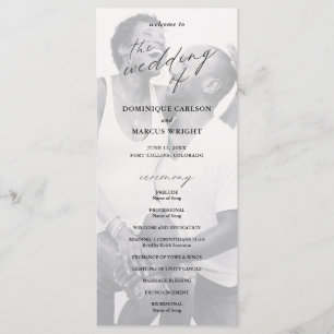 Elegant Calligraphy Photo Modern Wedding Programme