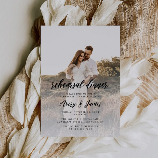 Elegant Calligraphy Photo Rehearsal Dinner Invitation (Creator Uploaded)