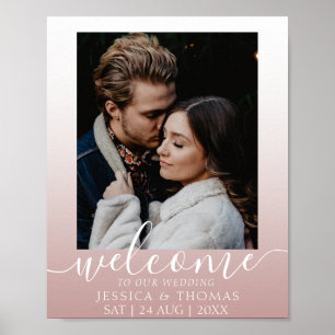 Elegant Calligraphy Photo Rose Gold Wedding Poster