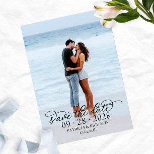 Elegant Calligraphy Photo Save The Date Invitation