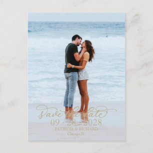 Elegant Calligraphy Photo Save The Date Postcard