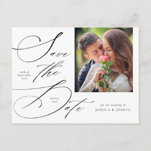 Elegant Calligraphy Photo Save the Date Postcard