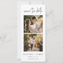 Elegant Calligraphy Photo Strip Save the Date Invitation