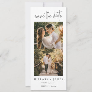 Elegant Calligraphy Photo Strip Save the Date Invitation