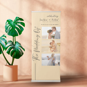 Elegant Calligraphy Photo Wedding Rustic Retractable Banner
