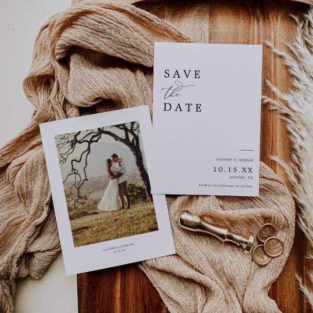 Elegant Calligraphy Photo Wedding Save The Date (Creator Uploaded)