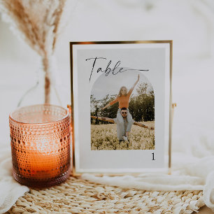 Elegant Calligraphy Photo Wedding Table Numbers