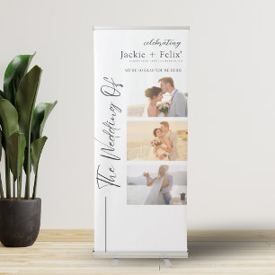 Elegant Calligraphy Photo Wedding Welcome Retractable Banner