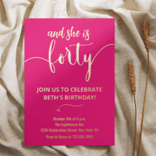 Elegant Calligraphy pink 40 BIRTHDAY CARD Invite