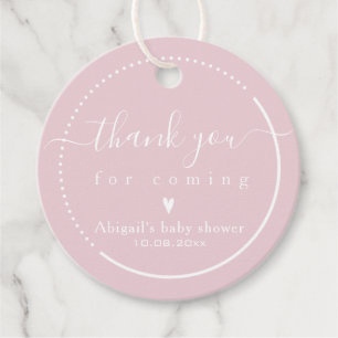 Elegant Calligraphy Pink Baby Shower Thank You Favour Tags