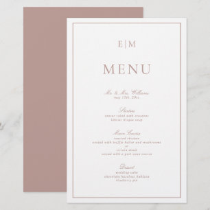 Elegant Calligraphy Pink Monogram Wedding Menu