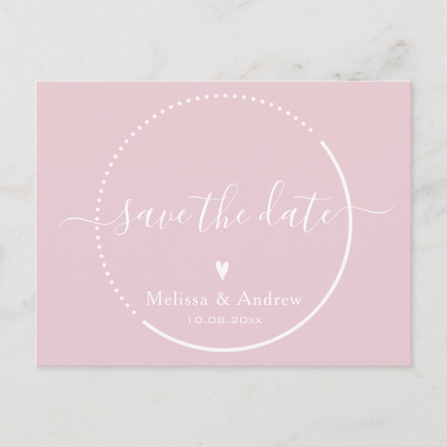 Elegant Calligraphy Pink Wedding Save the Date Postcard (Front)