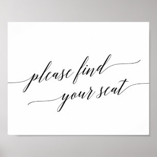 Elegant Calligraphy Please Find Your Seat Sign