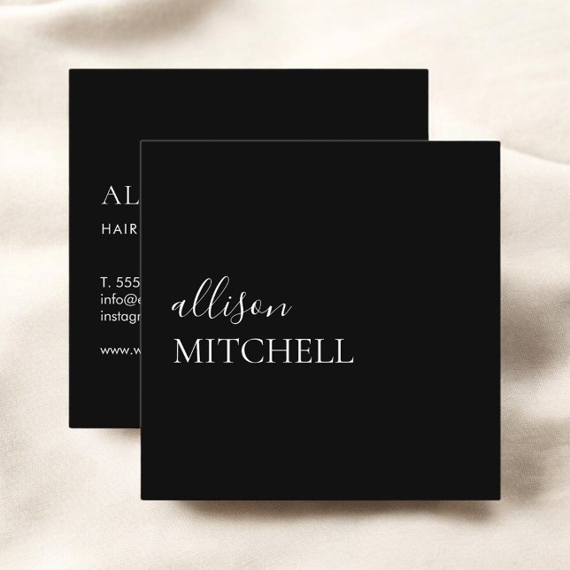Elegant Calligraphy Professional Black Square Business Card (Creator Uploaded)