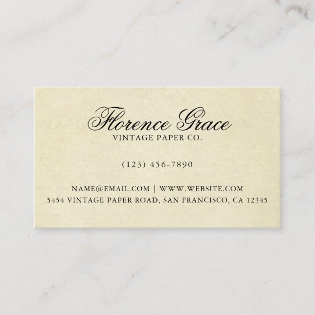 Elegant Calligraphy Professional Vintage Business Card (Front)