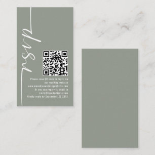 Elegant Calligraphy QR Code Sage Wedding RSVP  Enclosure Card