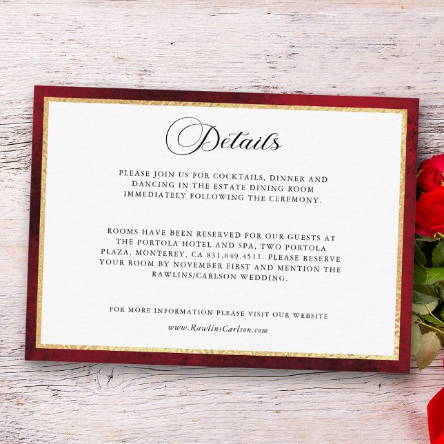 Elegant Calligraphy Red and Gold Wedding Enclosure Card (Creator Uploaded)