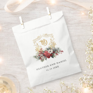 Elegant Calligraphy Red and Gold Wedding Favour Bags
