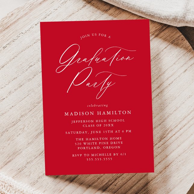 Elegant Calligraphy Red Graduation Party Invitation (Creator Uploaded)