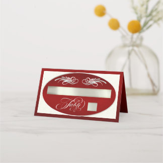 Elegant Calligraphy - Red/Silver Place Card