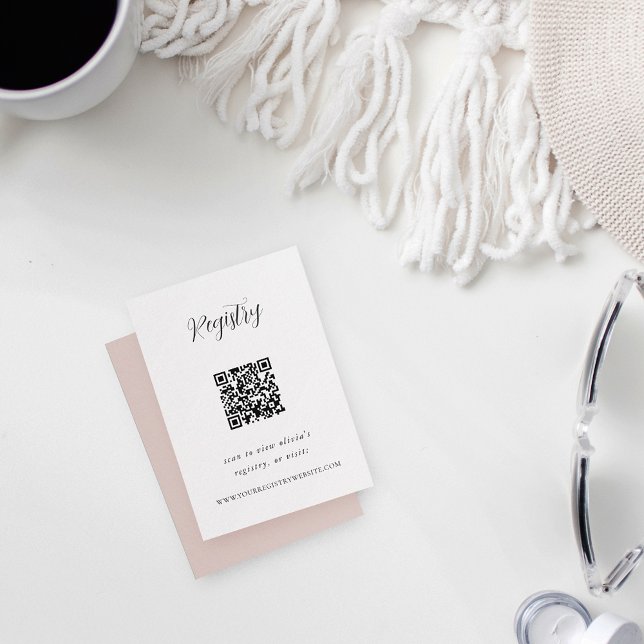 Elegant Calligraphy Registry QR Code Enclosure Card (Creator Uploaded)
