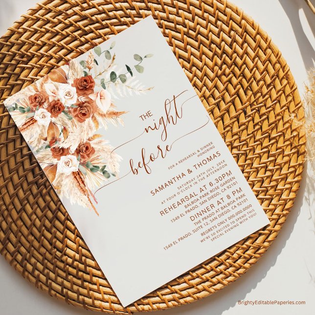  Elegant Calligraphy Rehearsal Dinner Night Before Invitation (Creator Uploaded)