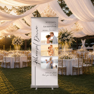 Elegant Calligraphy Rehearsal Dinner Photo Welcome Retractable Banner