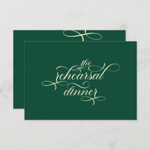 Elegant Calligraphy Rehearsal Dinner Teal Wedding Enclosure Card