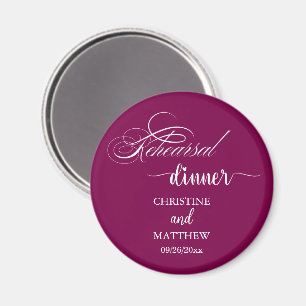 Elegant Calligraphy Rehearsal Dinner Wine Magnet
